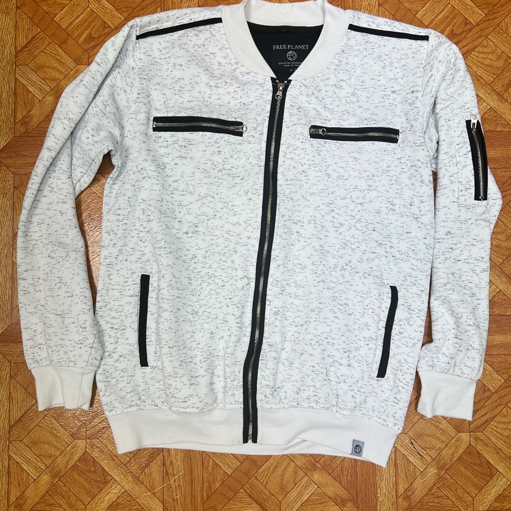 Free Planet White Zip-Up Jacket